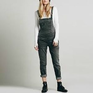Free People Grey Denim Washed Overalls